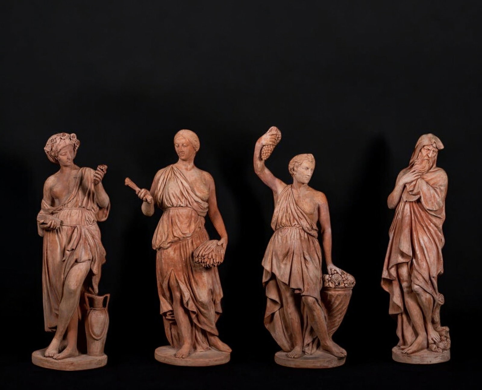 Lot of 4 terracotta sculptures from Impruneta representing the 4 seasons, Italy, 20th century (1 of 11)
