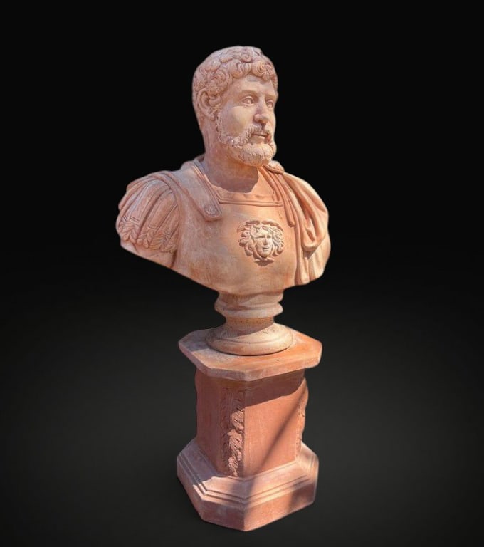 Bust of a Roman Emperor with Pedestal, Italian School (Impruneta), 20th - 21st Century (1 of 2)