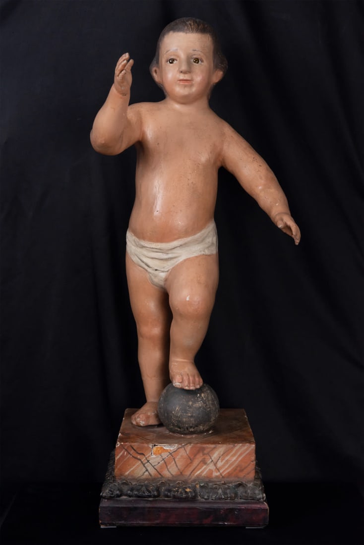Wooden sculpture of the Infant Jesus over the globe, 17th century (1 of 3)