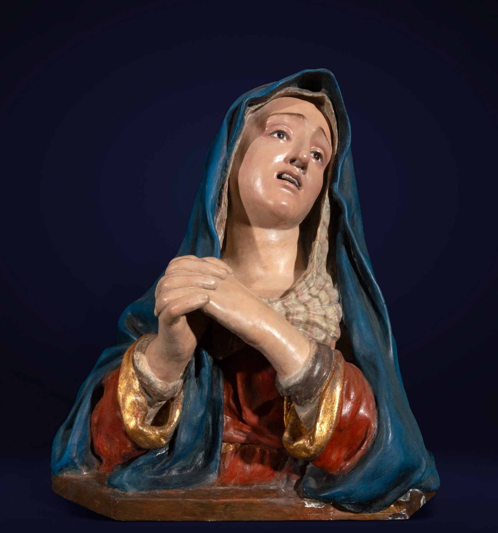Sculpture of the Virgin of Granada in carved and polychrome wood, attributed to Mora or his (1 of 5)