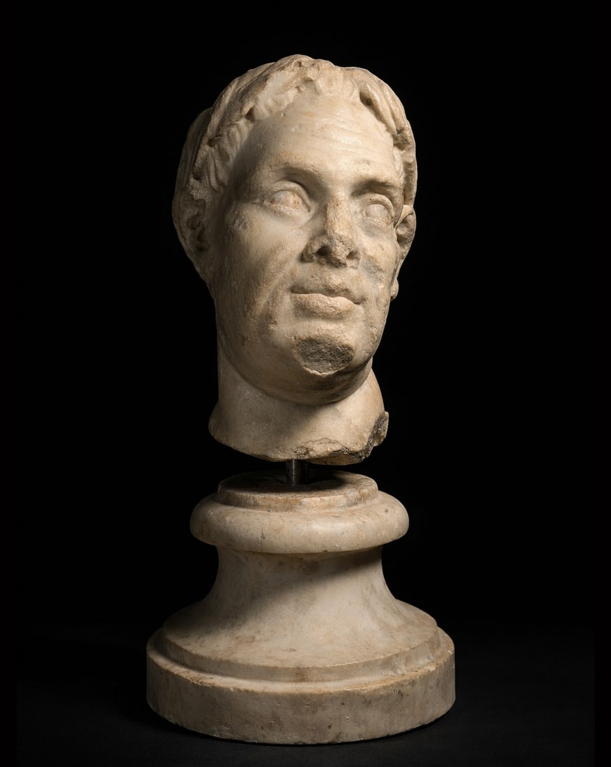 Monumental Head of a Roman Senator or Patrician in marble, Italy, possibly 16th or 17th century (1 of 2)