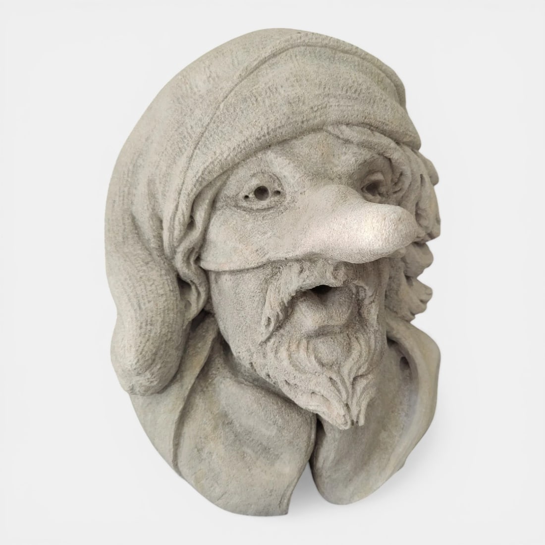 Carnival mask or fountain mouth with Pulcinella, Vicenza stone, Italy, 20th century (1 of 7)