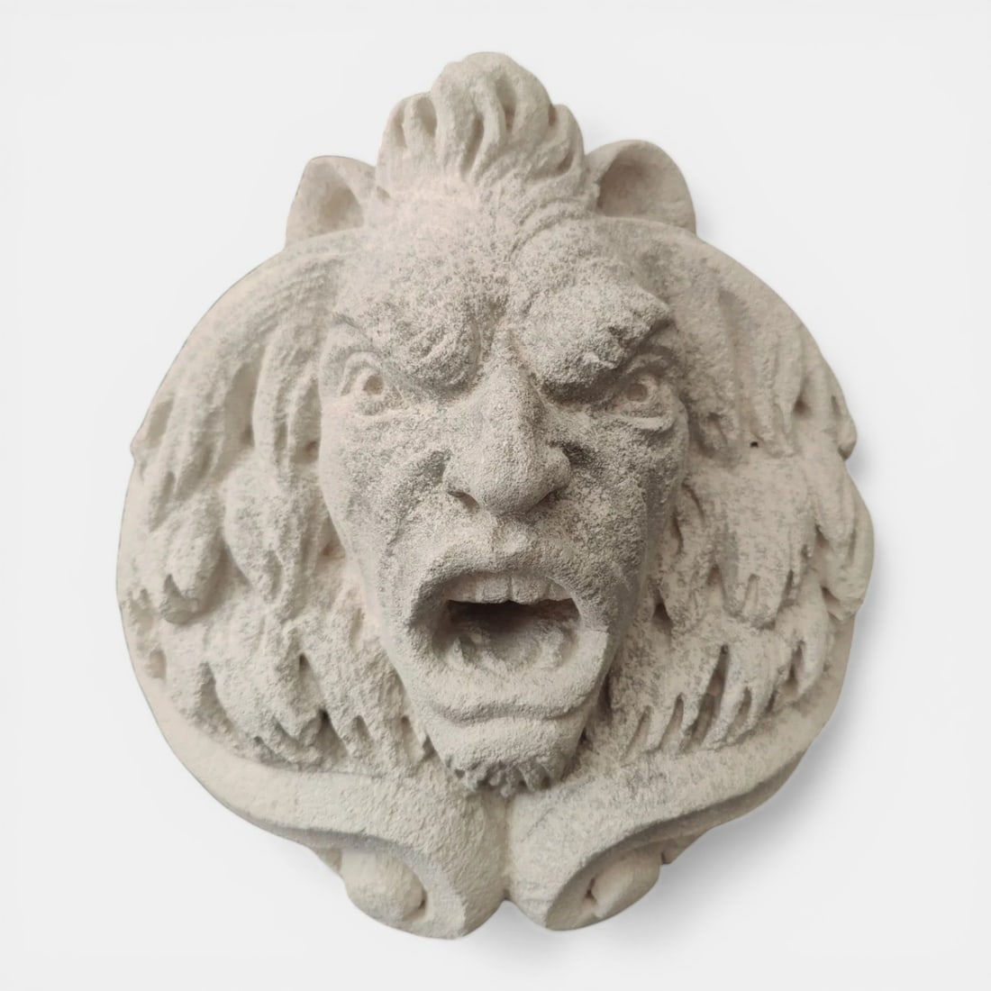 Figurehead with lion face or fountain mouth, Vicenza stone, Italy, 20th century (1 of 5)