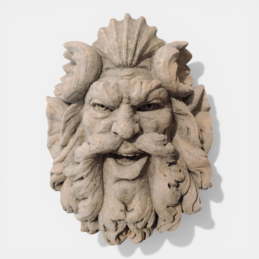 Figurehead or fountain mouth with satyr in stone Vicenza, Italy, 20th century (1 of 8)