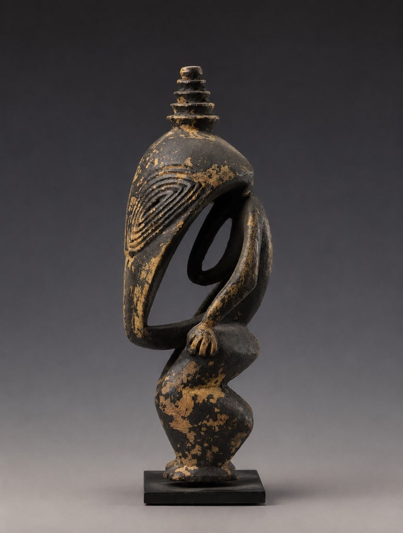 Rare Papuan Deity Fetish in Wood - New Guinea - Early 20th Century (1 of 7)