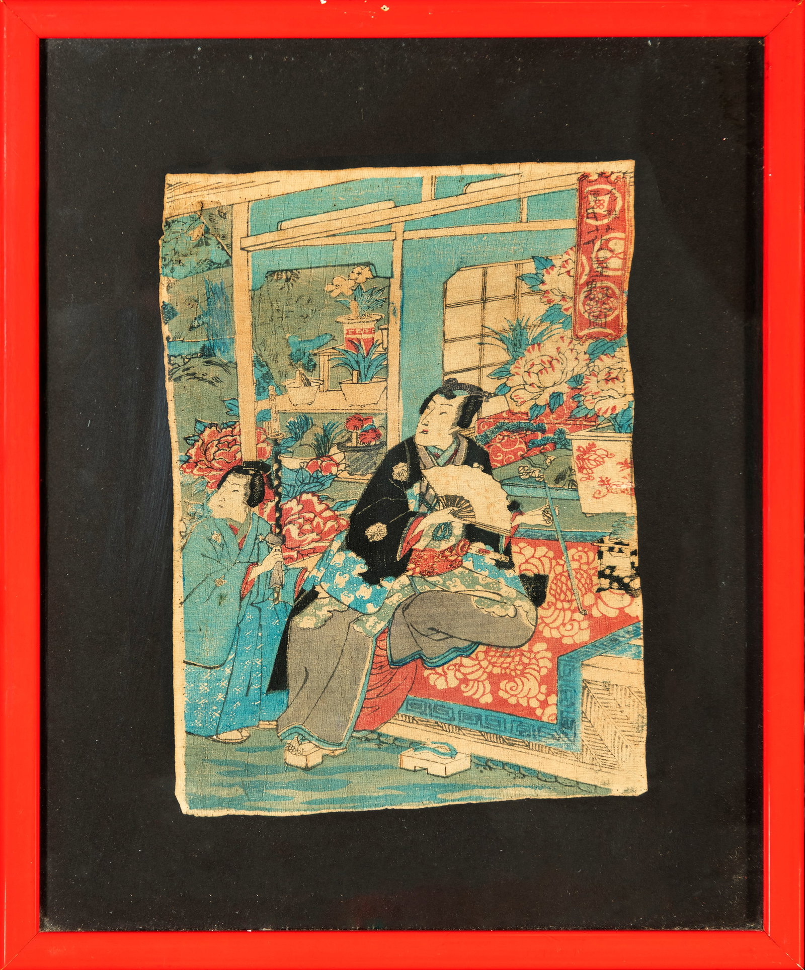 Japanese Art - (?????), Utagawa Kunisada - Aquatint on silk, signed: Aquatint on silk, signed, dimensions: 27 x 18 cm, framed dimensions: 48 x 31 cm. Provenance: important European private collection.