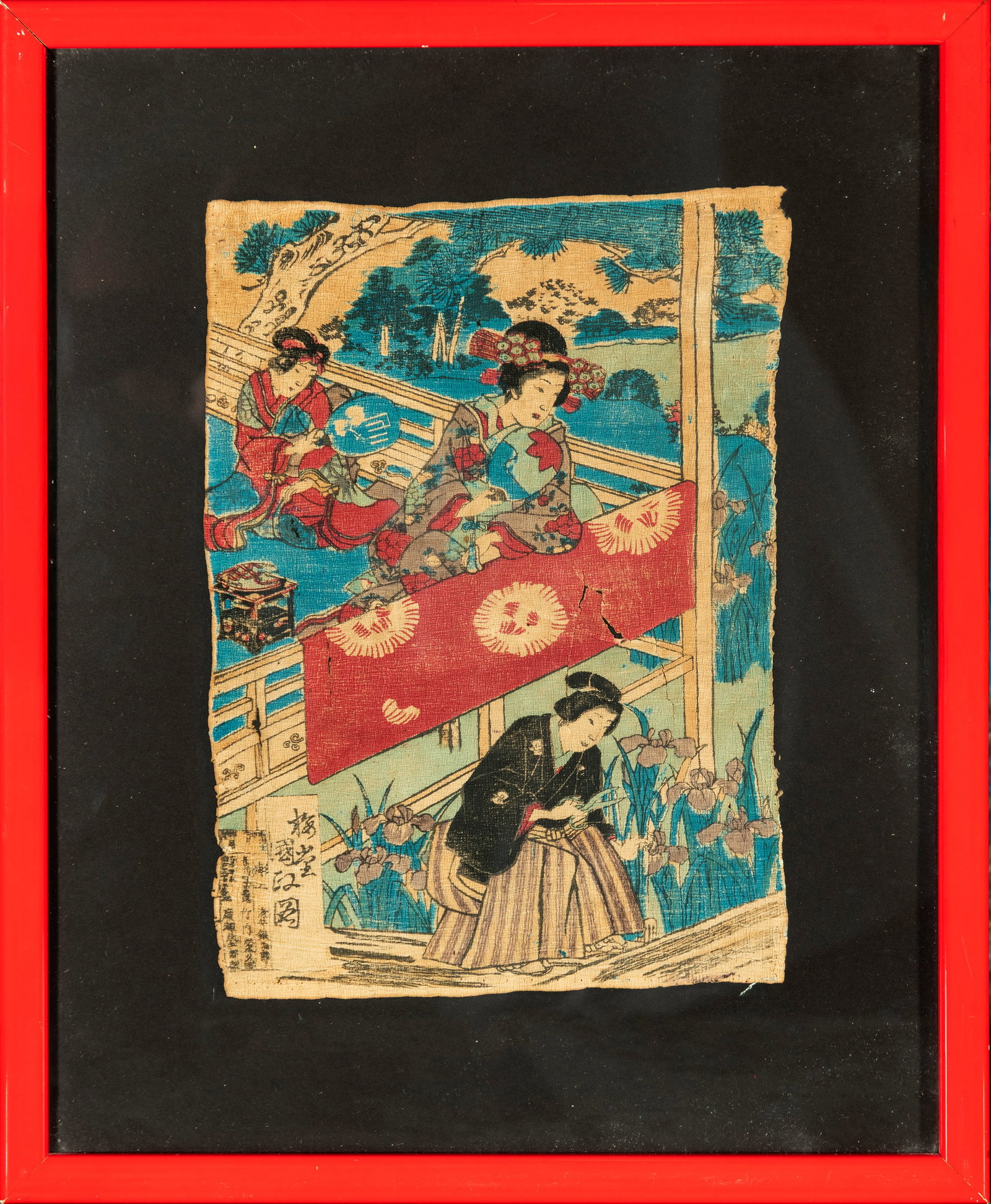 Japanese Art - (?????), Utagawa Kunisada - Aquatint on silk, signed: Aquatint on silk, signed, dimensions: 27 x 18 cm, framed dimensions: 48 x 31 cm. Provenance: important European private collection.
