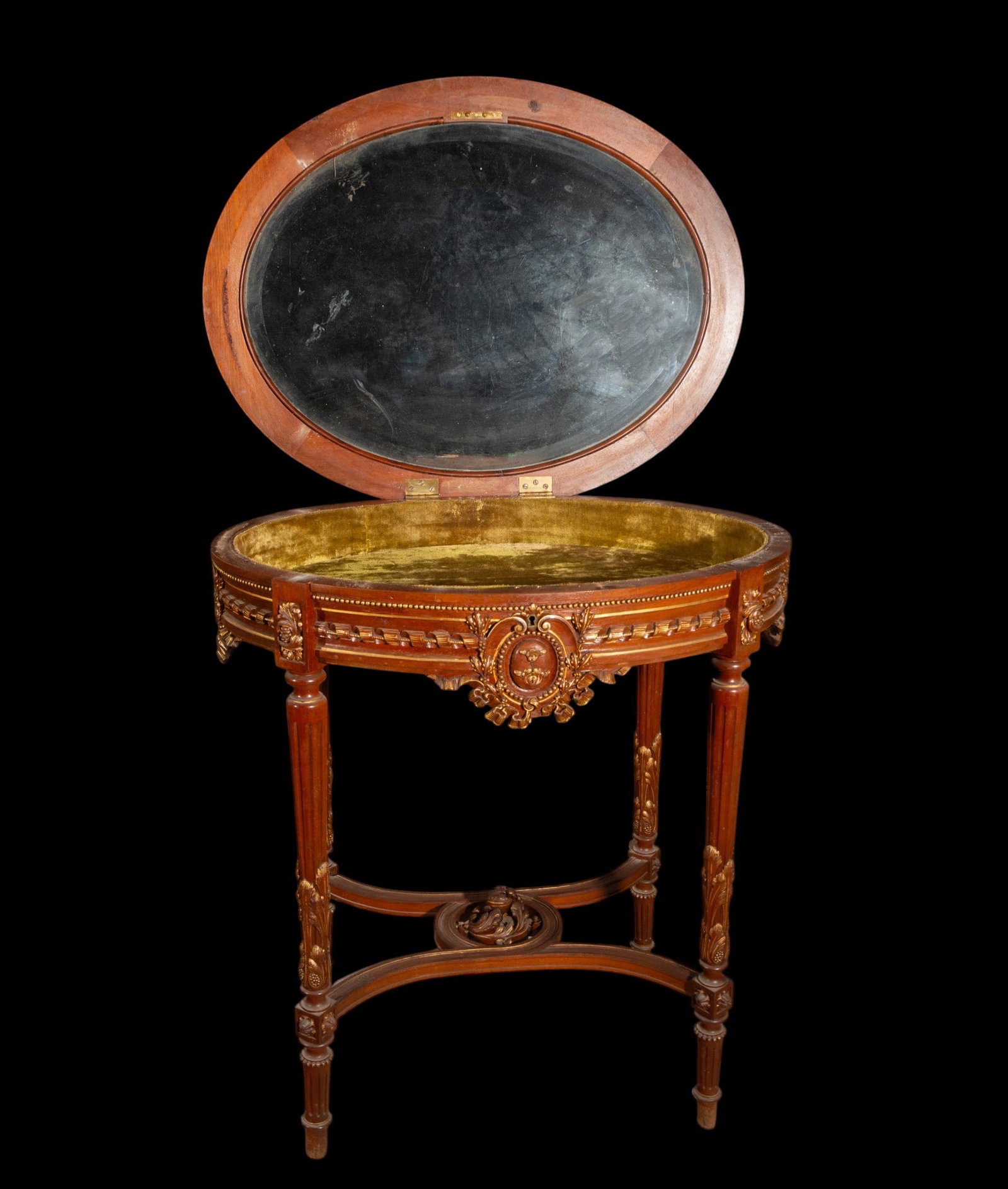 Mahogany display side table with hinged lid, European School, 19th century (1 of 3)