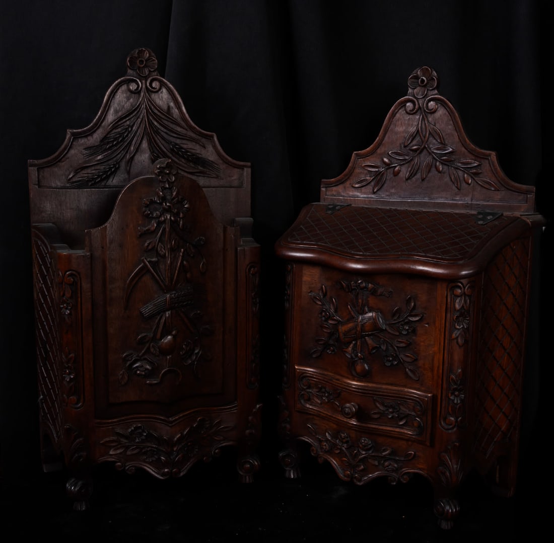 Pair of French spice rack furniture in mahogany, 19th century (1 of 1)