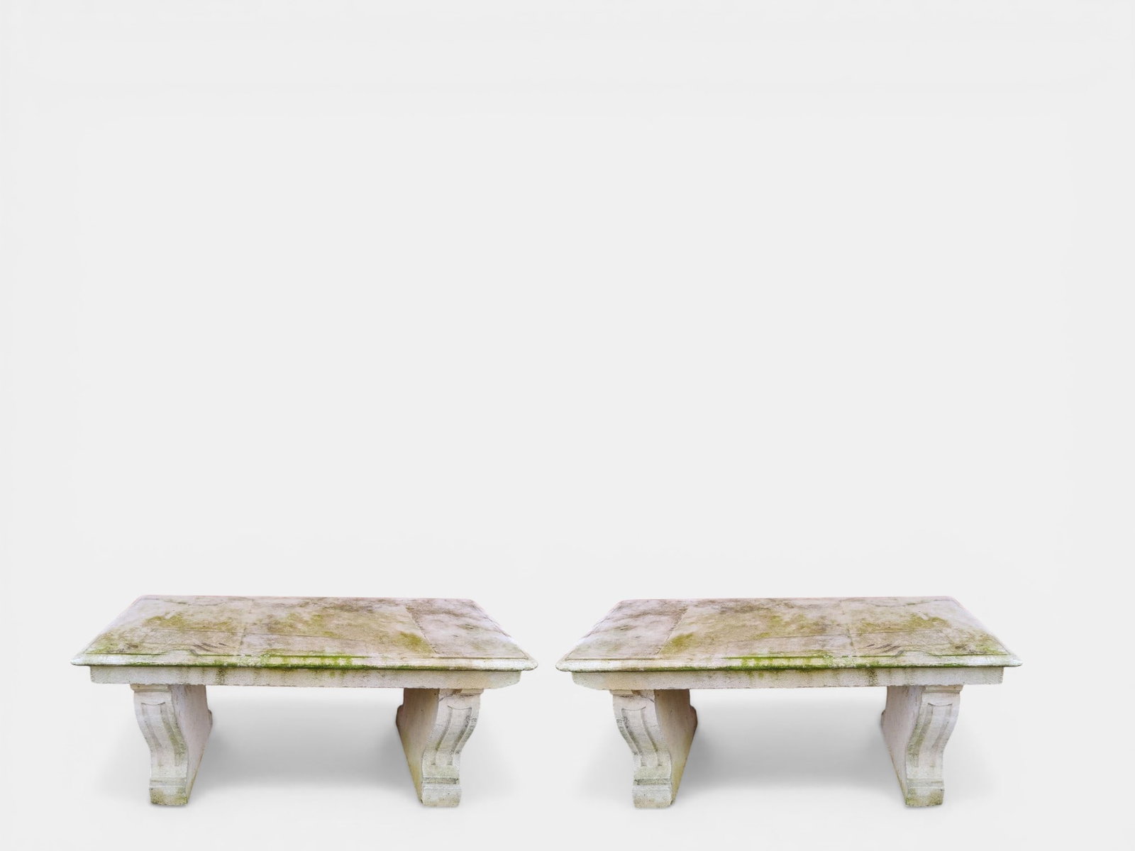 Pair of carved stone benches, France, 20th century (1 of 7)