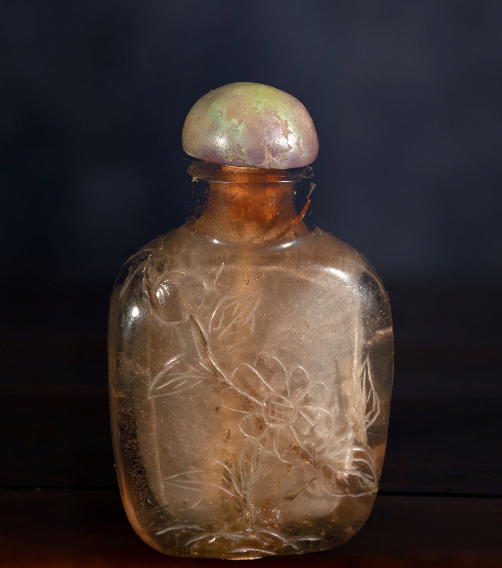 Chinese Brown Rock Crystal Tobacco Box 19th Century: Provenance: Important private collection of Asian art, pre-1970. Measurements: 5.5 x 3.5 cm