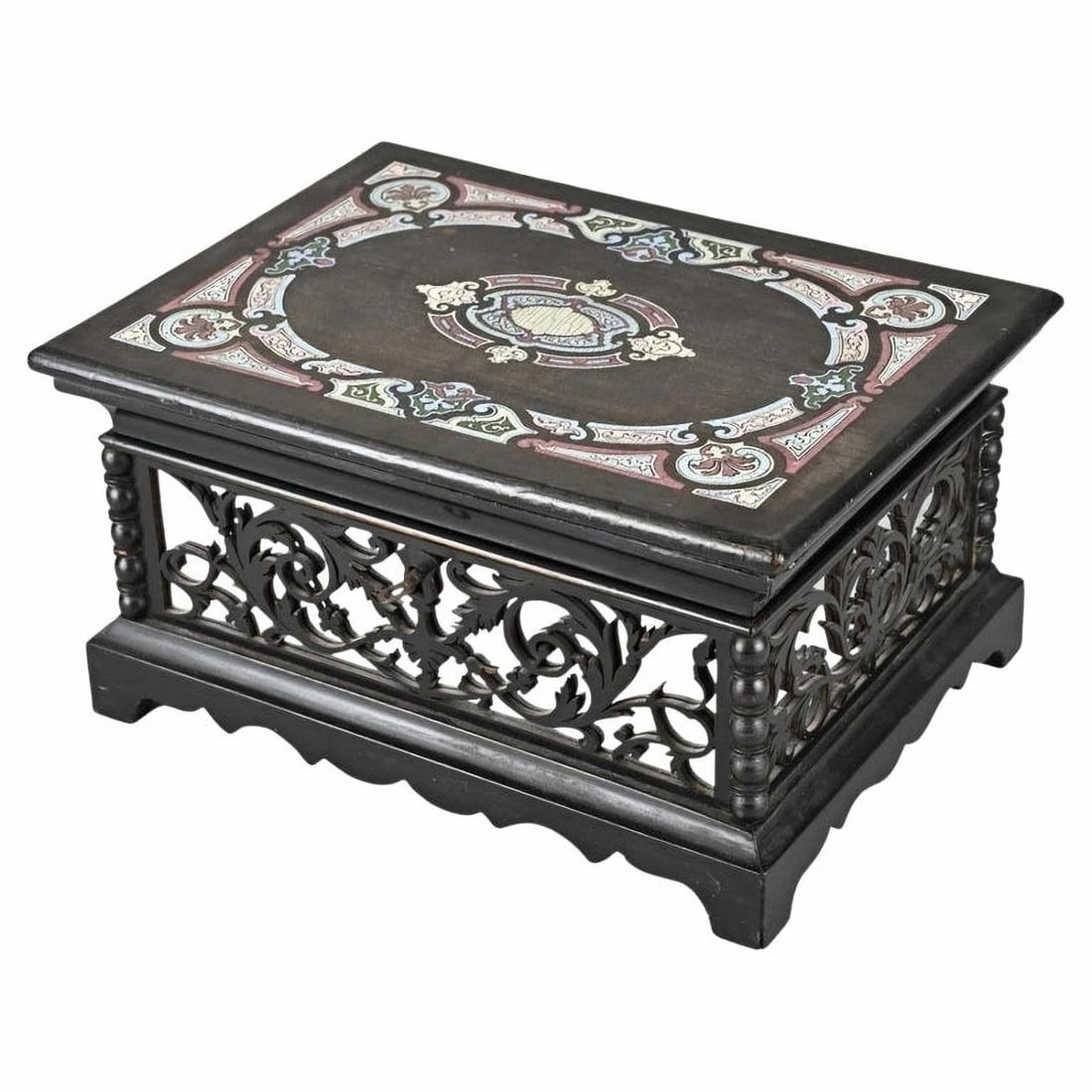 Napoleon III style jewelry box in wood and mirrors, 19th century: Measurements: 7 x 31 x 23 cm