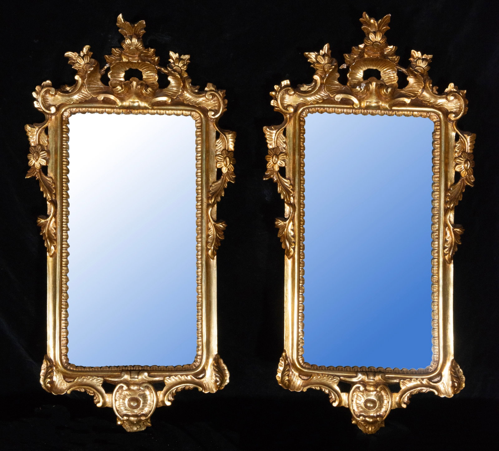 Pair of wall mirrors with ornamental frames, European School, 20th Century (1 of 2)