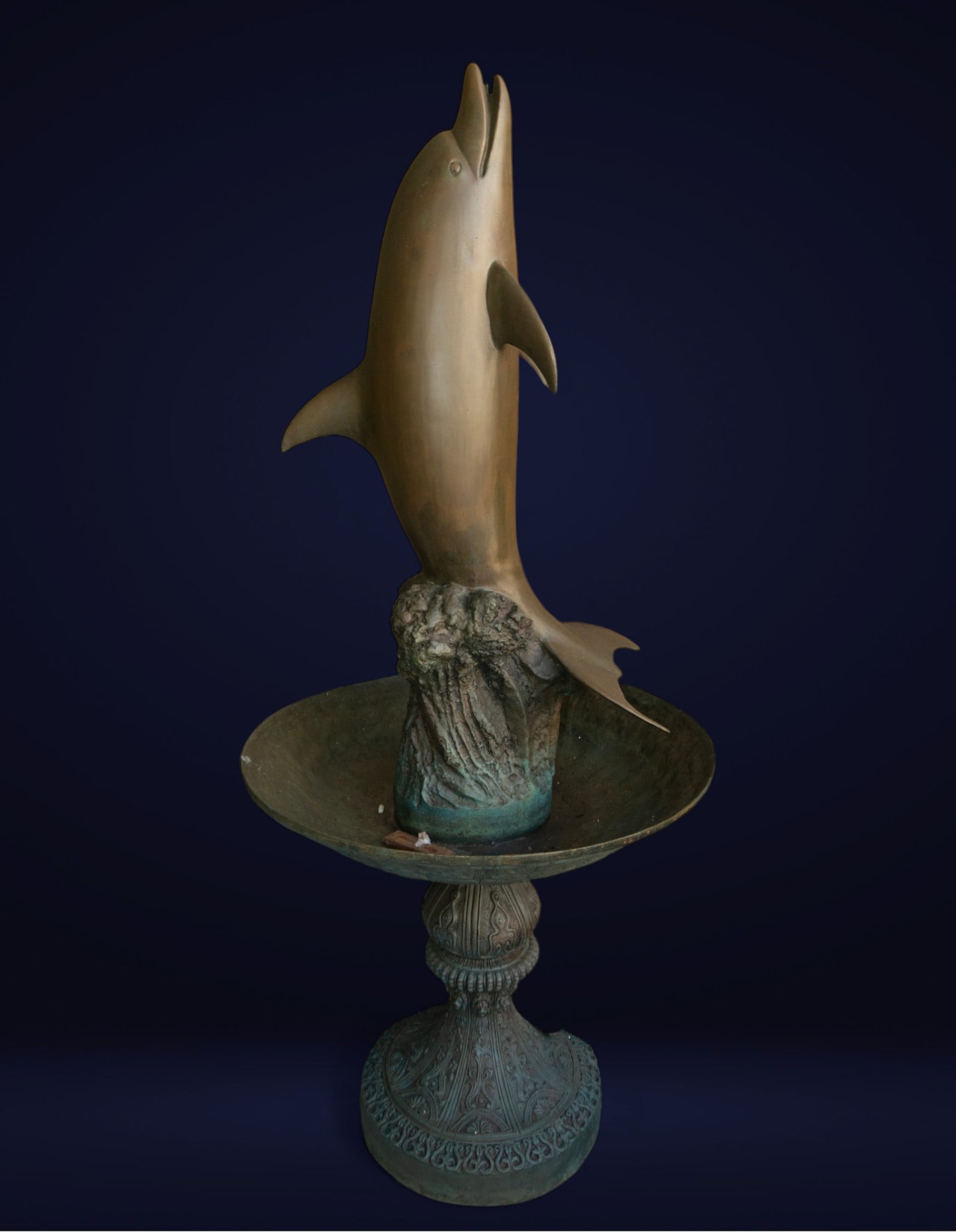 Important Bronze Fountain with Dolphin, 20th Century (1 of 2)