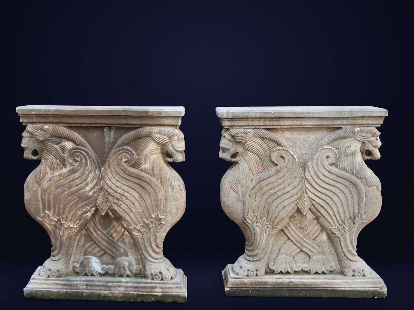 Spectacular Pair of Outdoor Stone Table Legs - Late 19th-20th Century, France or Italy (1 of 1)