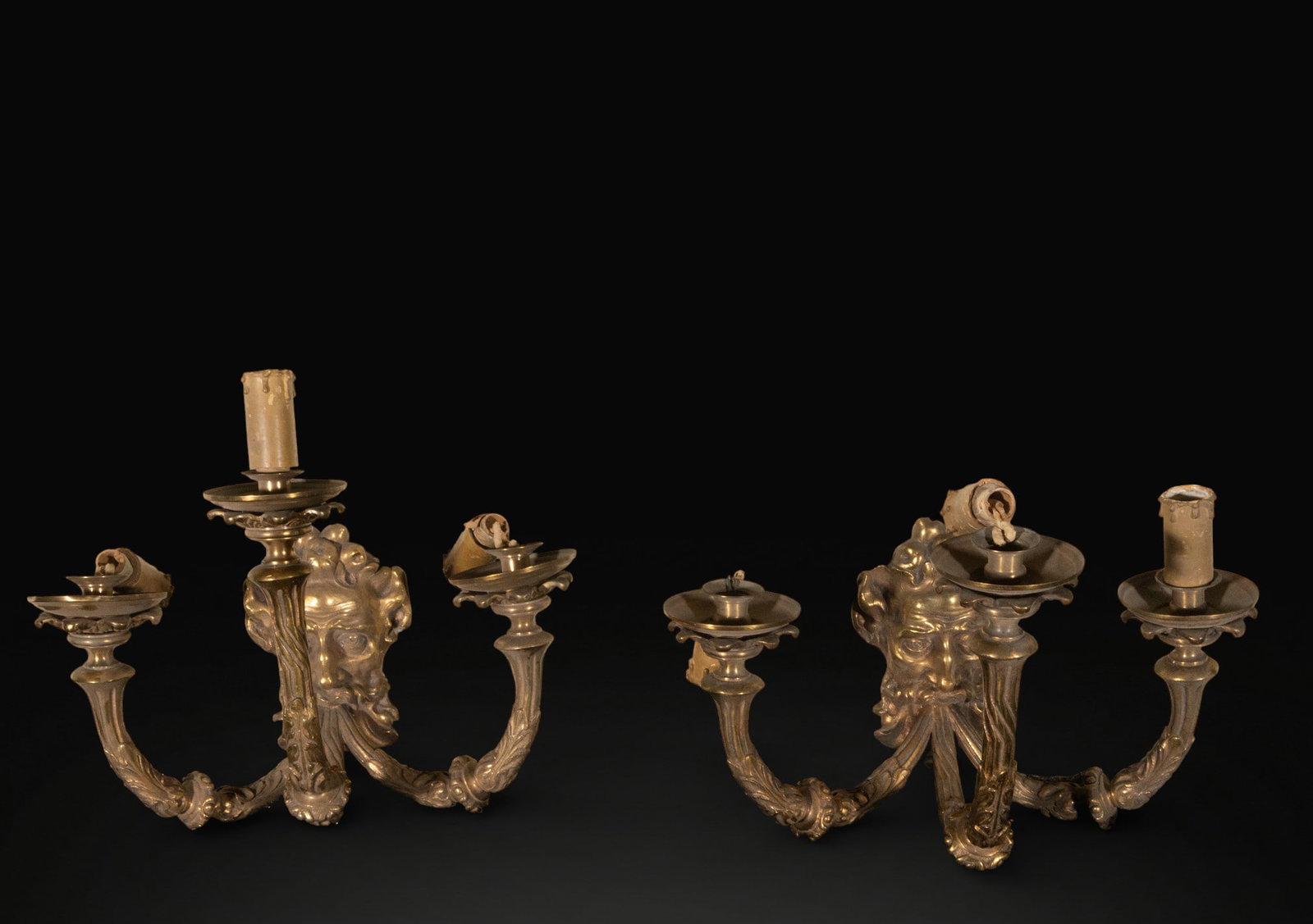 Pair of faun wall sconces. European school. 19th-20th century (1 of 4)