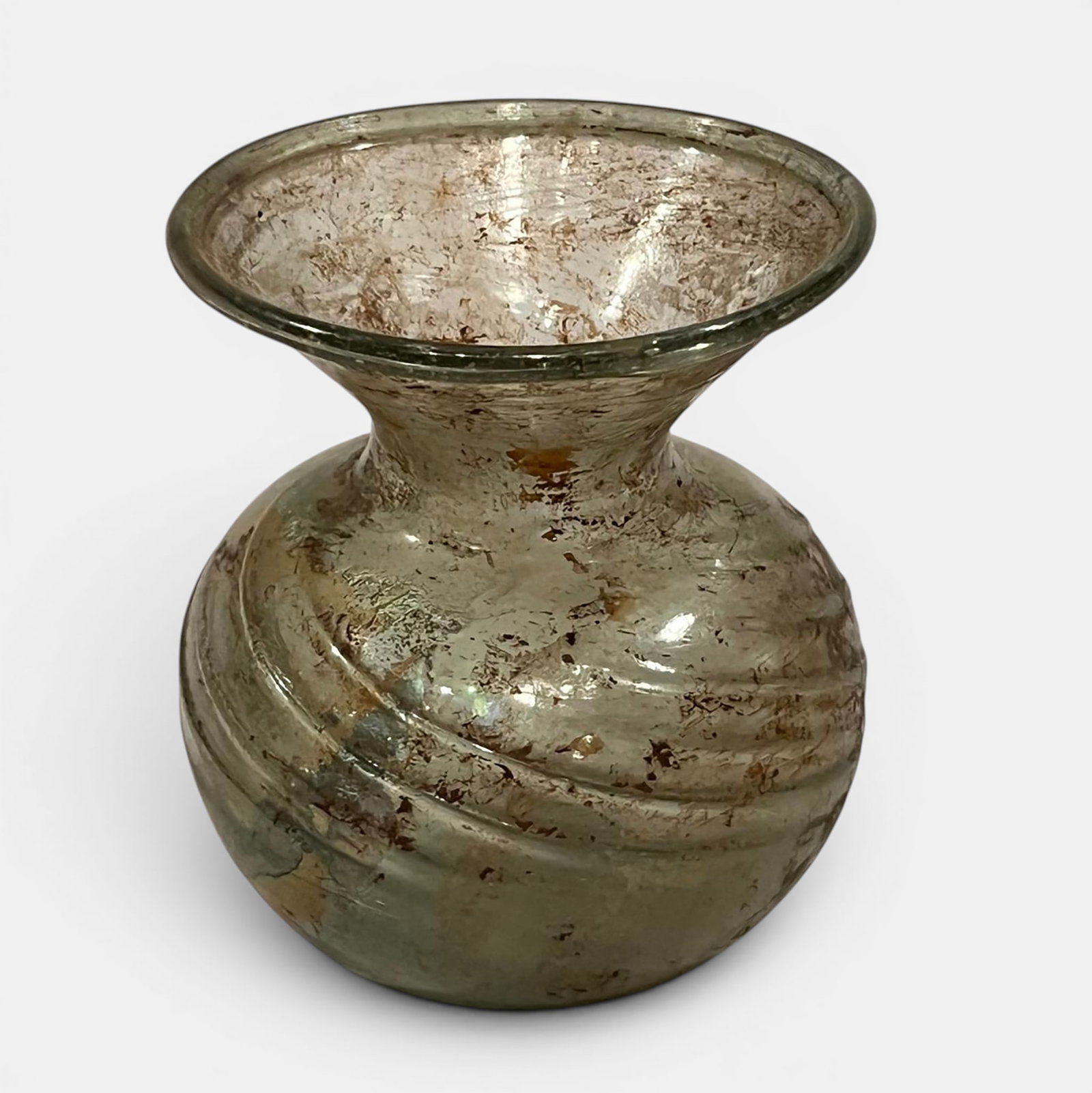 Blown glass vase in iridescent green (1 of 2)