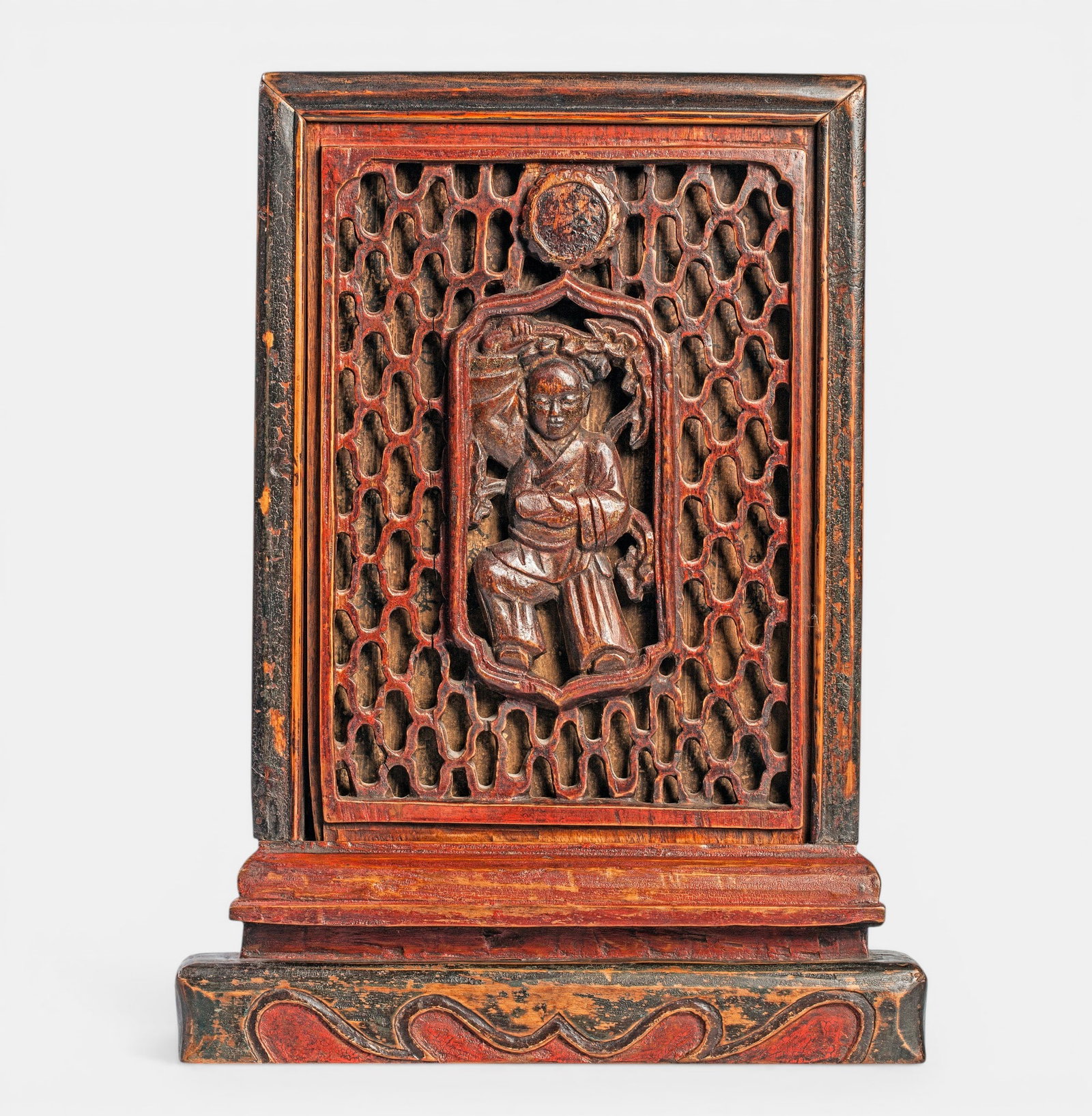 Openwork offering board with wave motifs and a central figure (1 of 1)