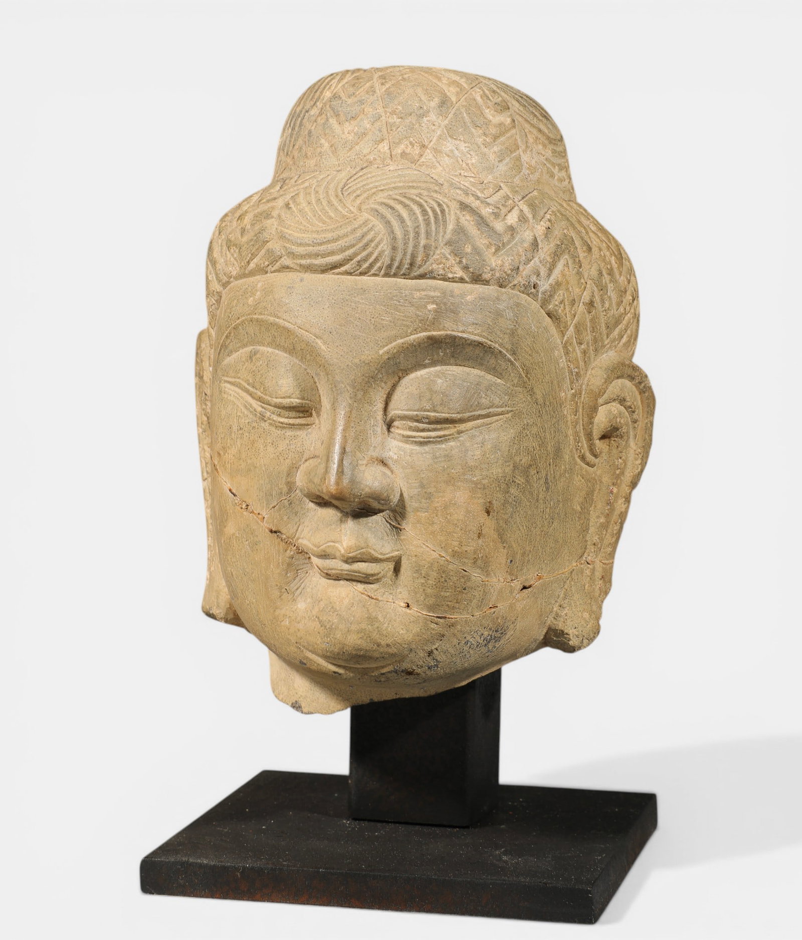 Chinese Buddha head. Northern Wei Dynasty. 386 to 581 (1 of 3)