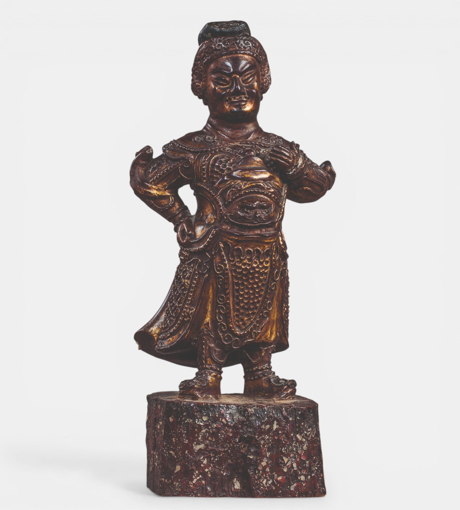 Guandi standing in long robe, armor and bonnet (1 of 3)