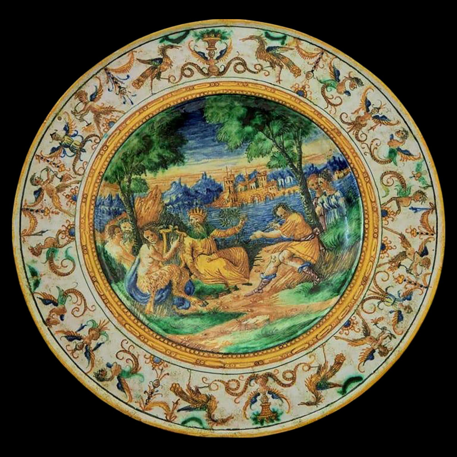 Important 19th century Italian parade plate: Diameter: 41 x 4.5 cm