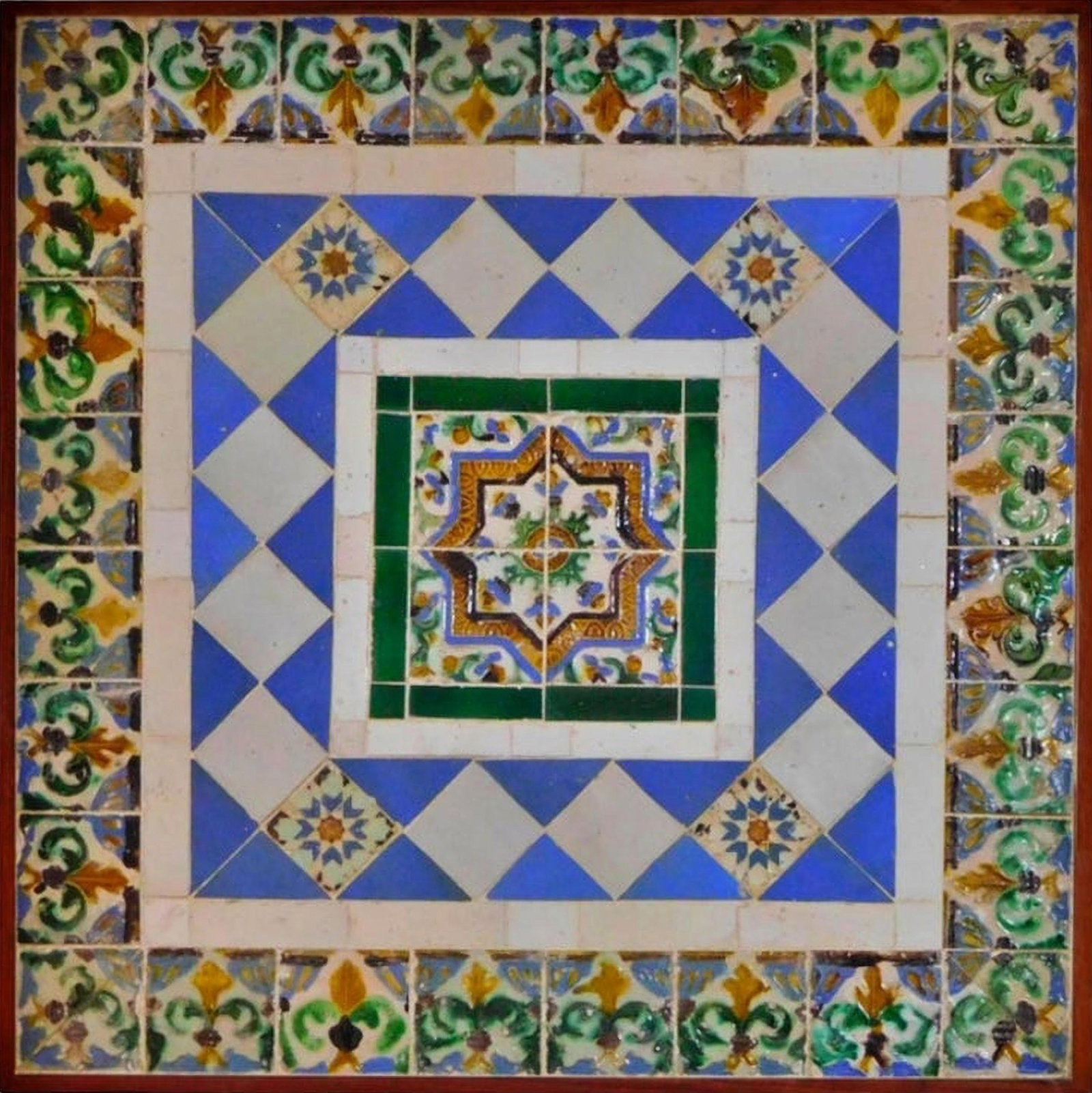 Composition with Portuguese tiles in blue with a vase motif, Portugal, 17th century (1 of 4)