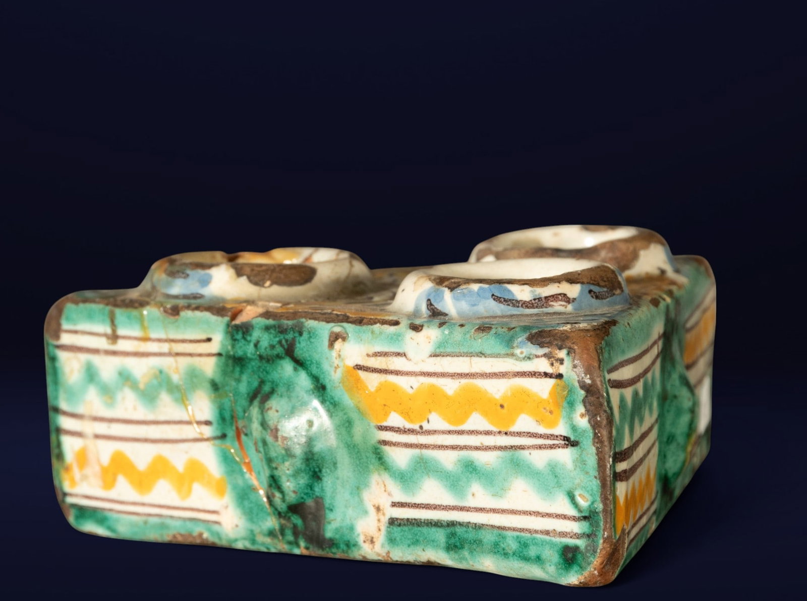 Rare Talavera inkwell, 17th century - Ceramic, Spain (1 of 4)