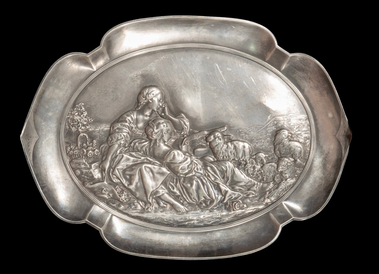 Rice tray with pastoral scene, European school, 19th century (1 of 2)