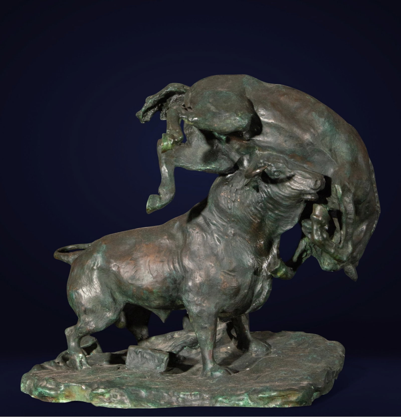 20th Century Bronze Bull Sculptural Group (1 of 2)