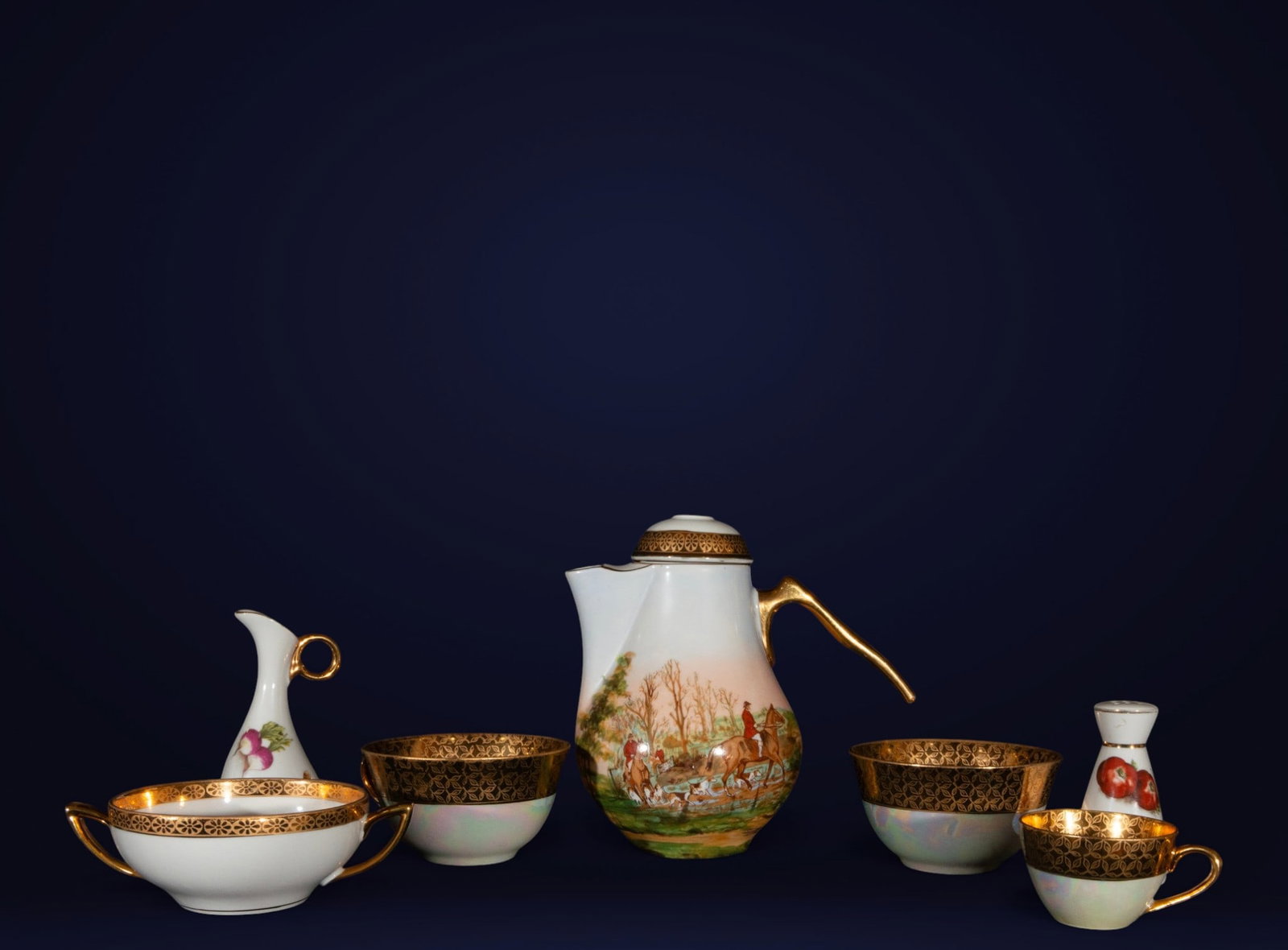 Limoges game with hunting scene, French school, 20th century. (1 of 1)