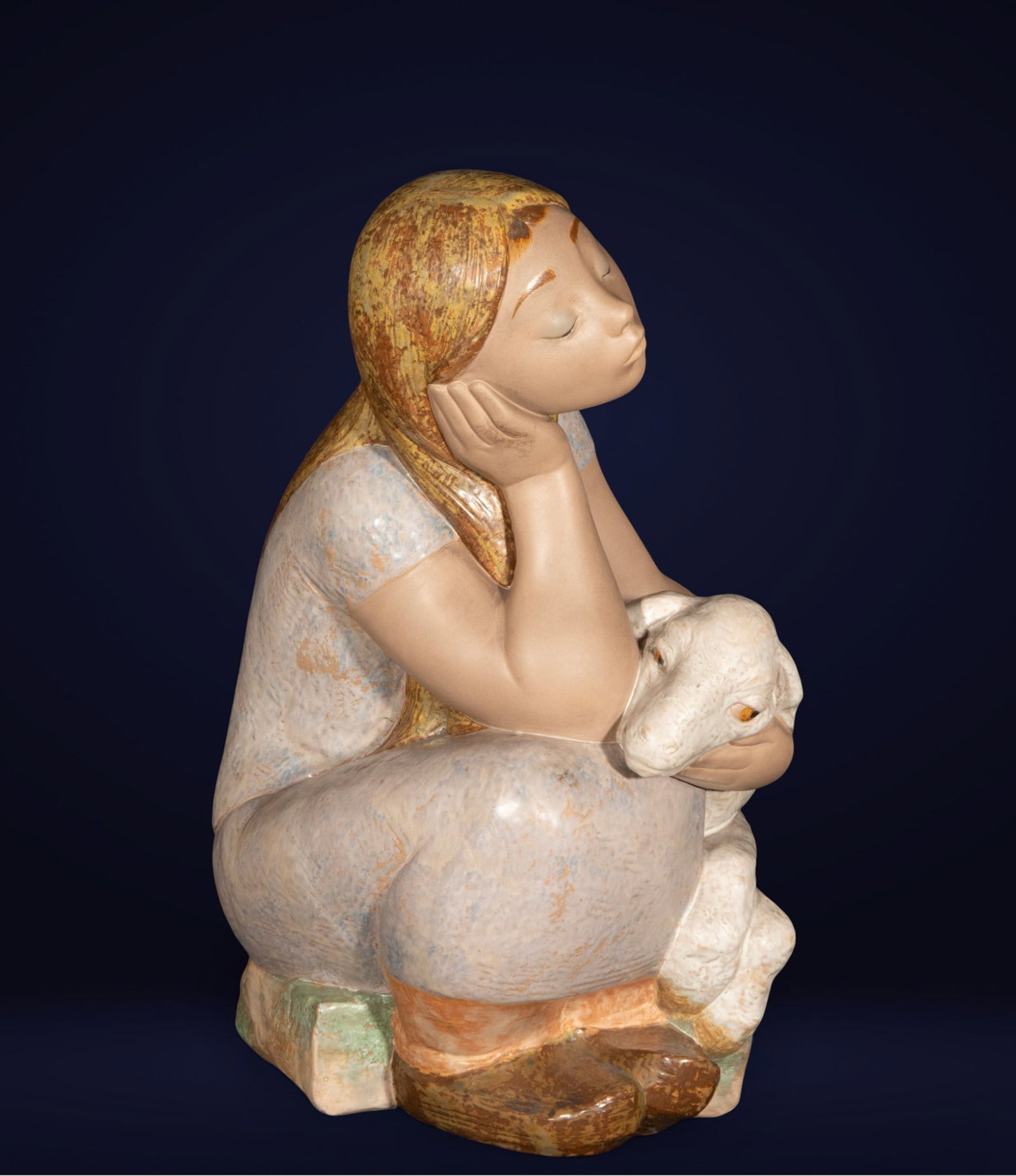 Large Lladró figurine, thinking girl, 20th century, Spain (1 of 4)