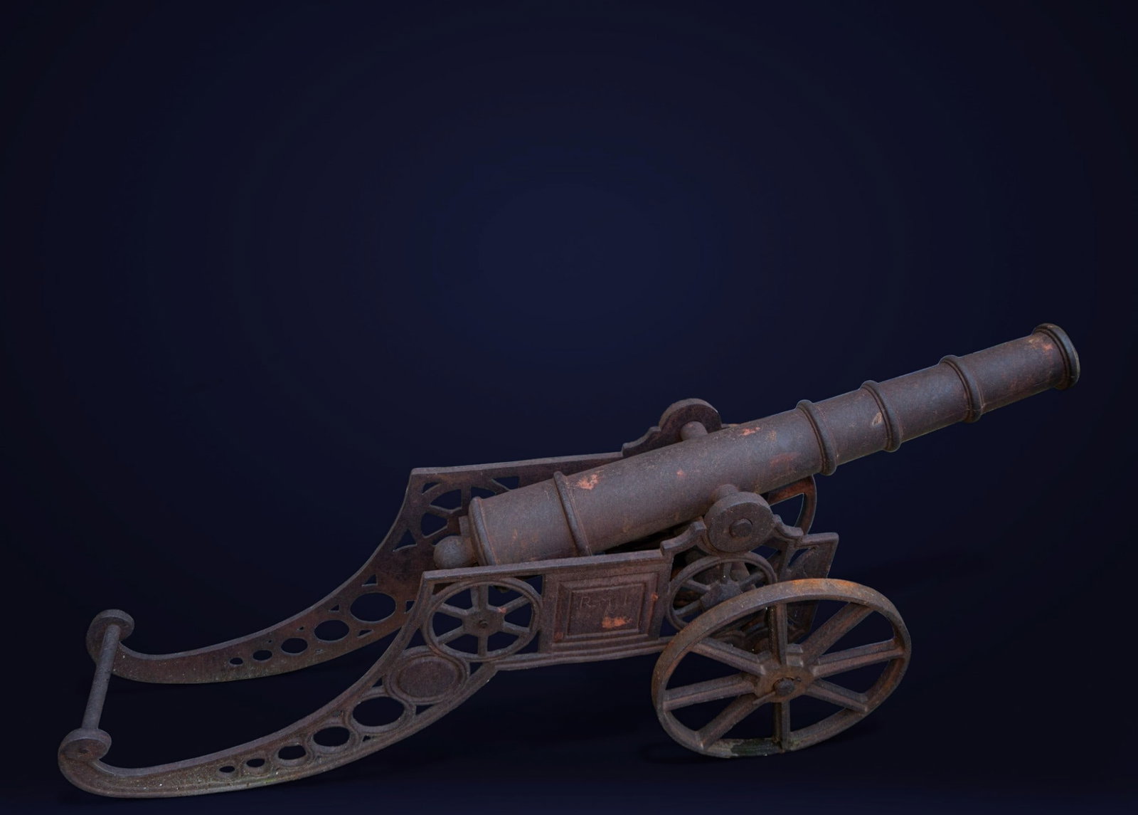Decorative iron cannon, 19th-20th century (1 of 2)