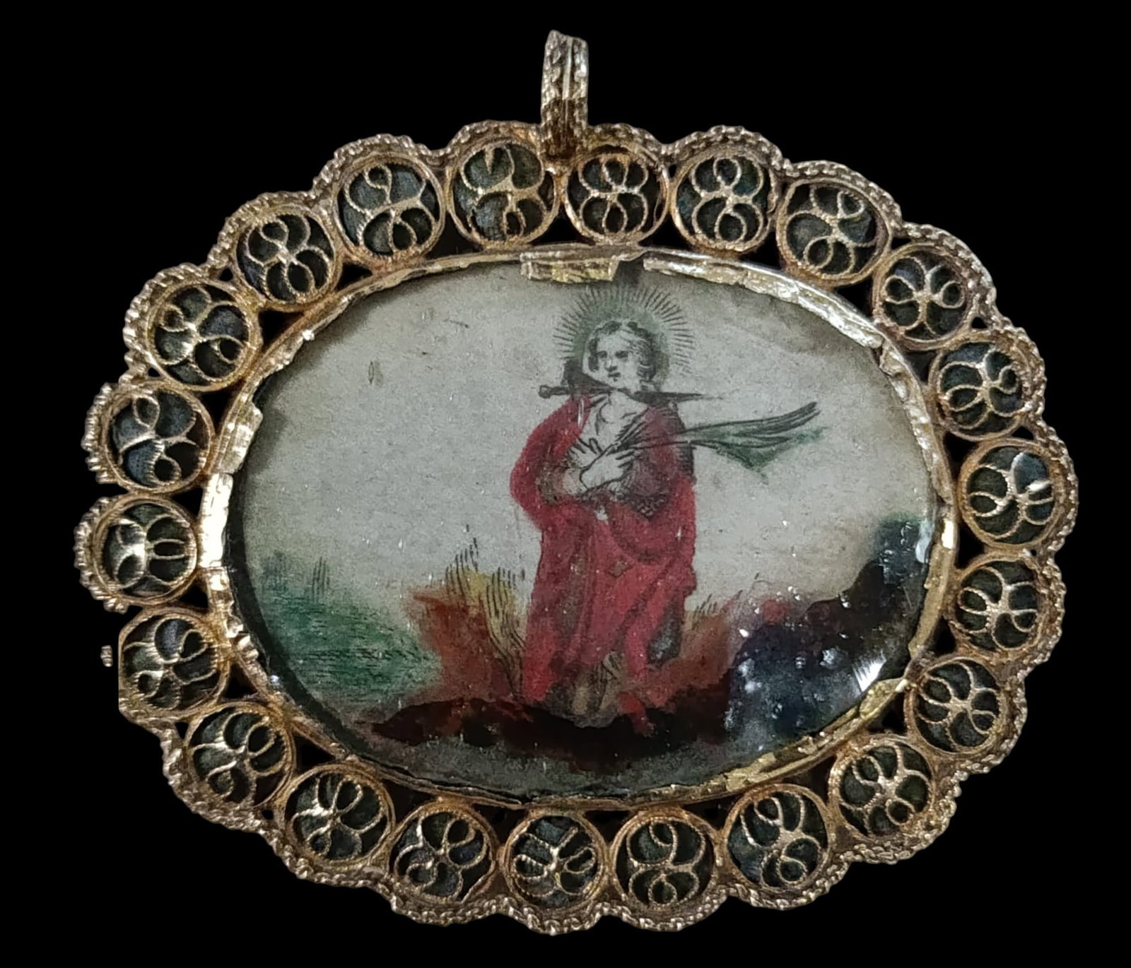 Mallorcan reliquary with Virgin of Montserrat in gold filigree, late 17th century (1 of 2)