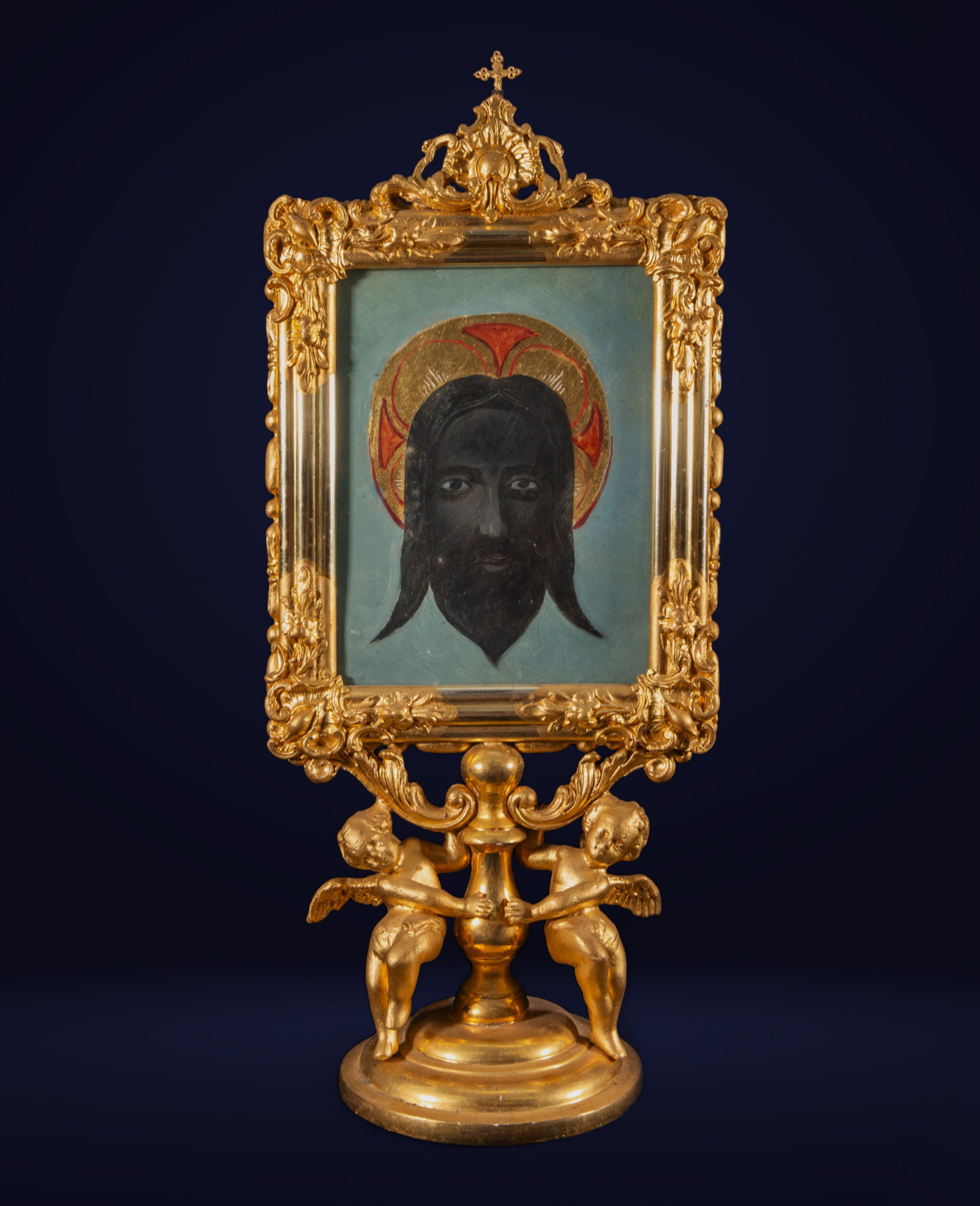 Italian pencil holder from the 18th - 19th century, in gilded wood (1 of 5)