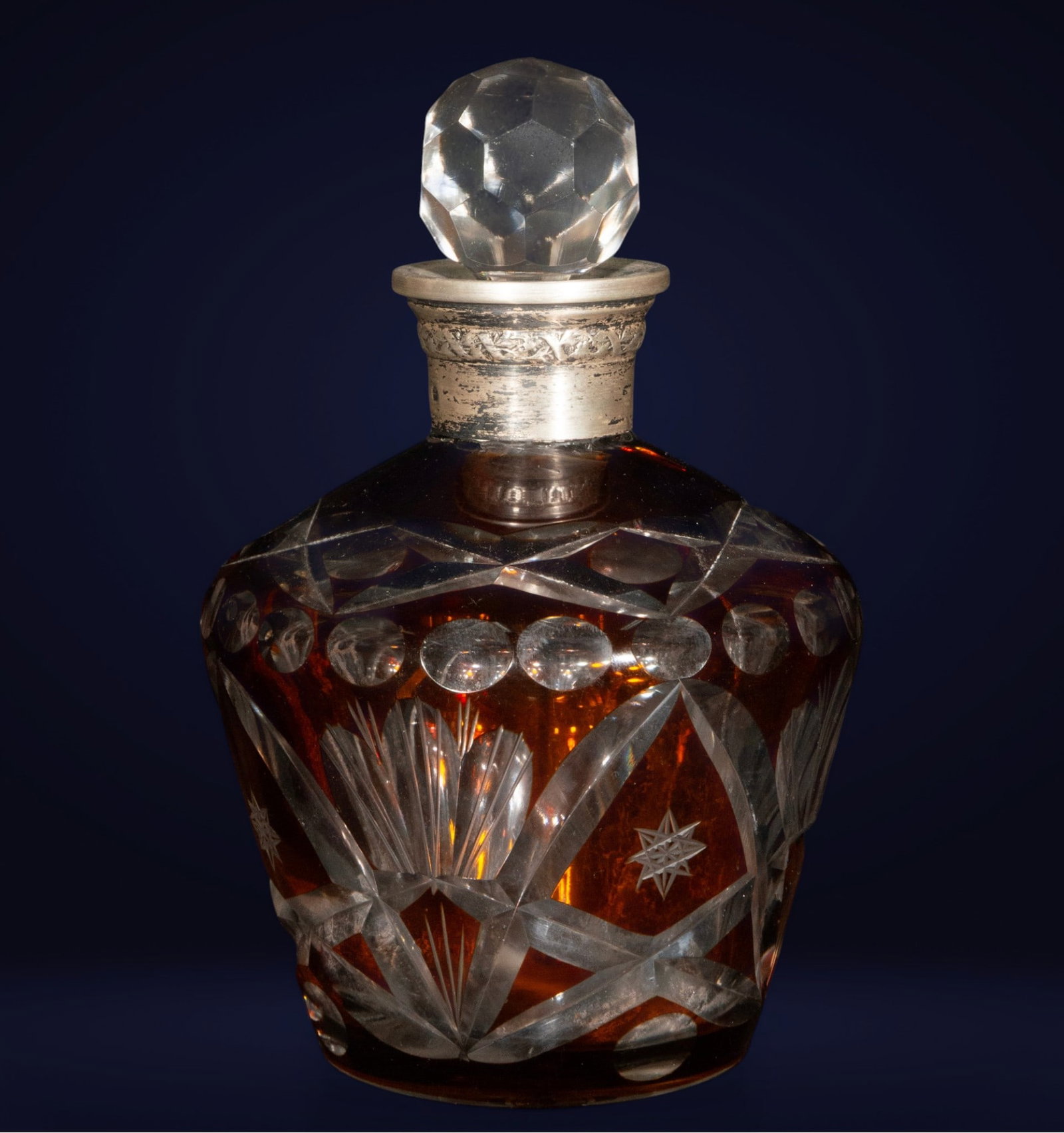 Bohemian crystal and silver decanter, 19th-20th century (1 of 2)