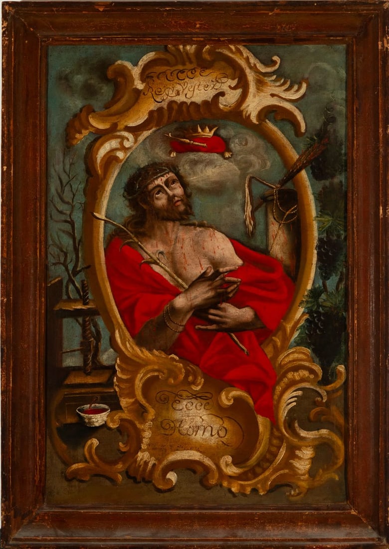 Christ Ecce Homo with the Elements of the Passion, José Joaquín Magón, 18th century Mexican (1 of 3)