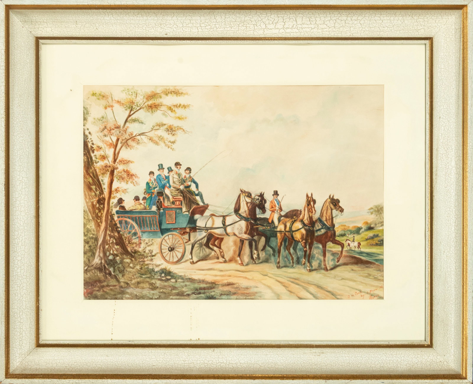 Carriage, signed Tomeu, 17th century Catalan school: Watercolor. Dimensions: 59 cm x 41 cm and 91 cm x 75 cm