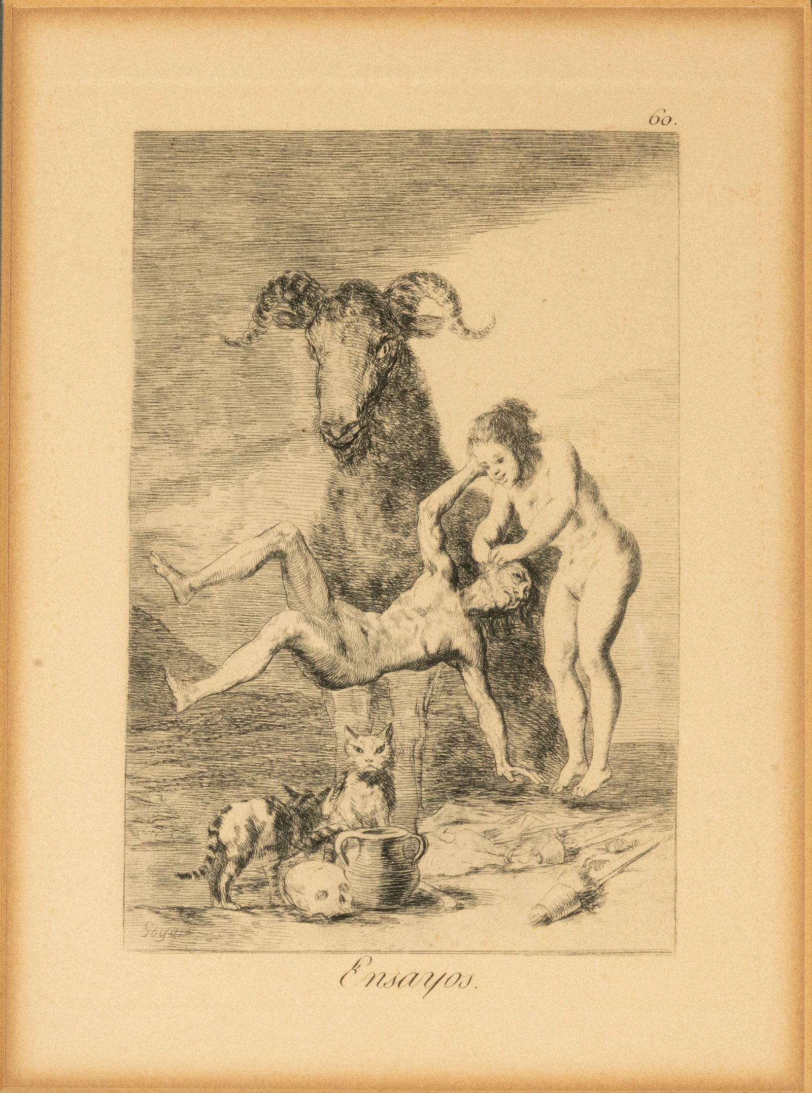 FRANCISCO JOSÉ DE GOYA Y LUCIENTES (Fuendetodos, Zaragoza, 1746 – Bordeaux, 1828) - Essays (Los: Etching on paper. From the eleventh edition printed by the National Chalcography from the original plates. Image dimensions: 29 x 23 cm. Paper dimensions: 39 x 33 cm. This print corresponds to Caprich