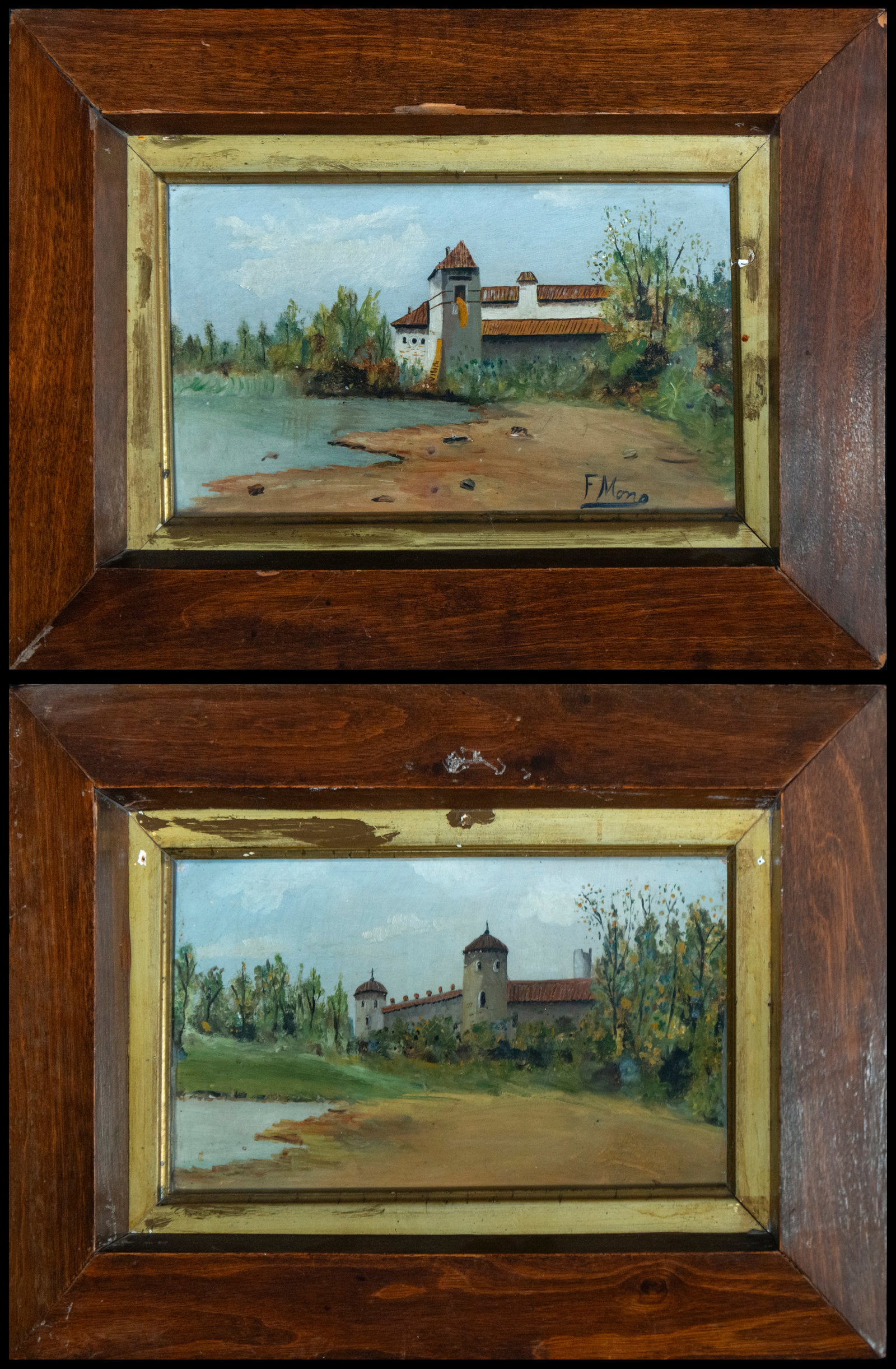 Pair of landscapes. Signed. European School. 19th Century (1 of 8)