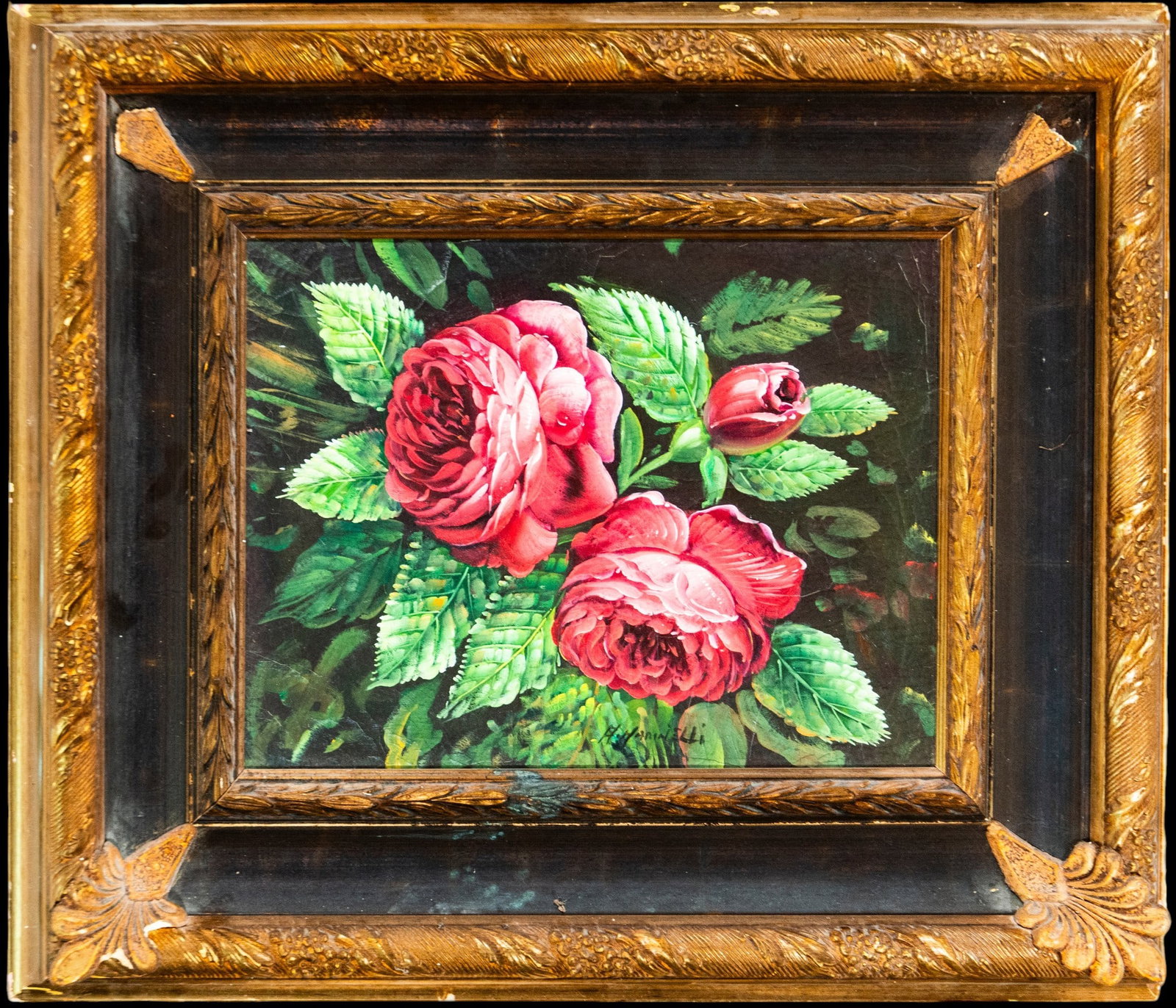 Roses. Signed. Painting, 19th-21st century (1 of 5)