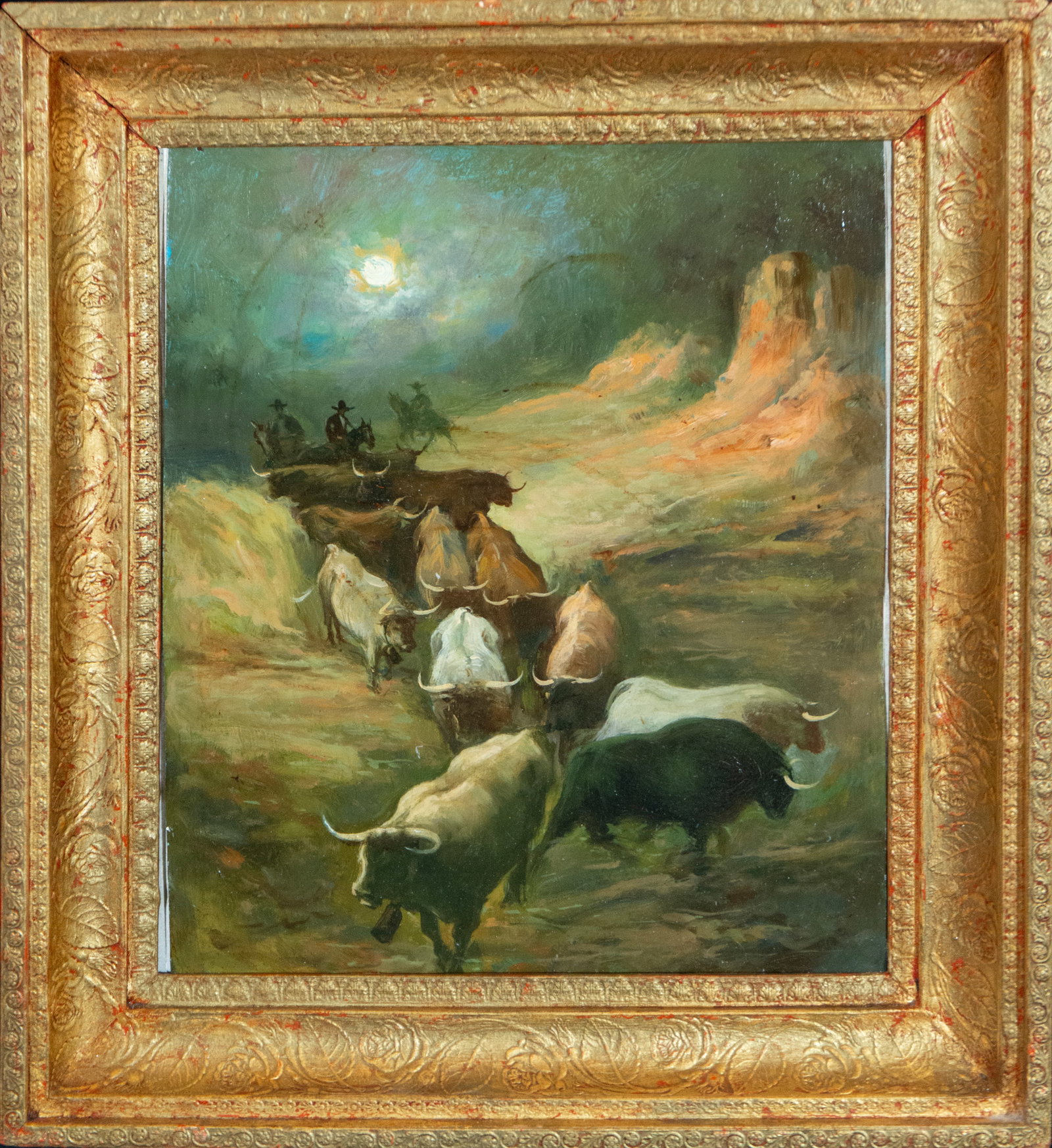 Cattle driving in a Western landscape. American landscape school. 20th century (1 of 6)