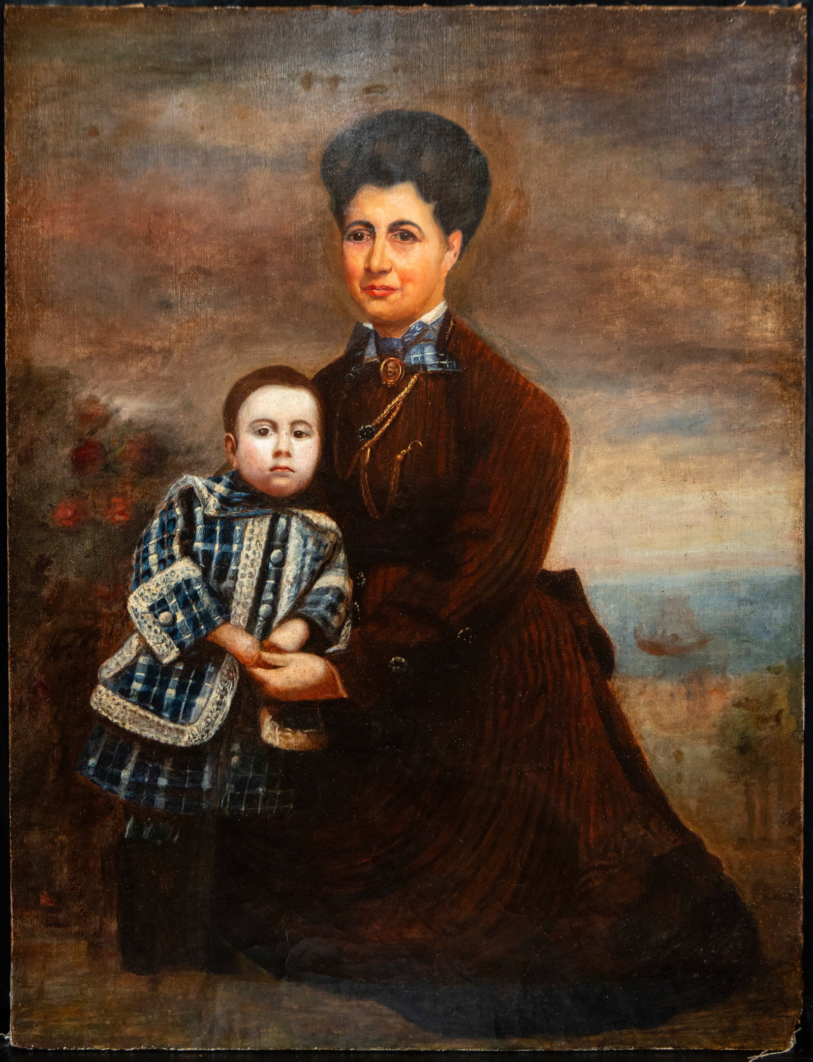 Portrait of a lady with a child, Latin American School, 19th Century (1 of 5)