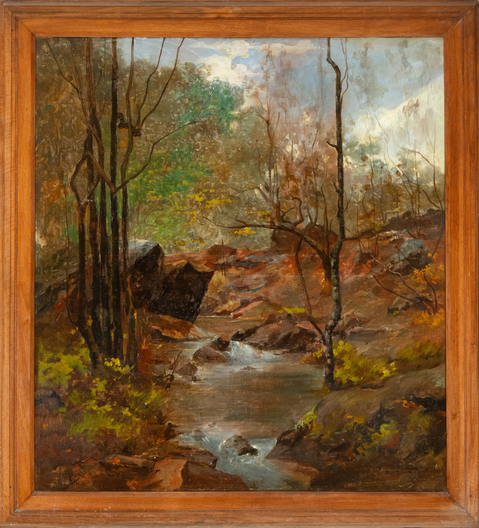 Spanish School of the Late 19th Century - Autumn Landscape, Signed J. Aforera: Oil on canvas. Measurements: 126 x 116 cm.