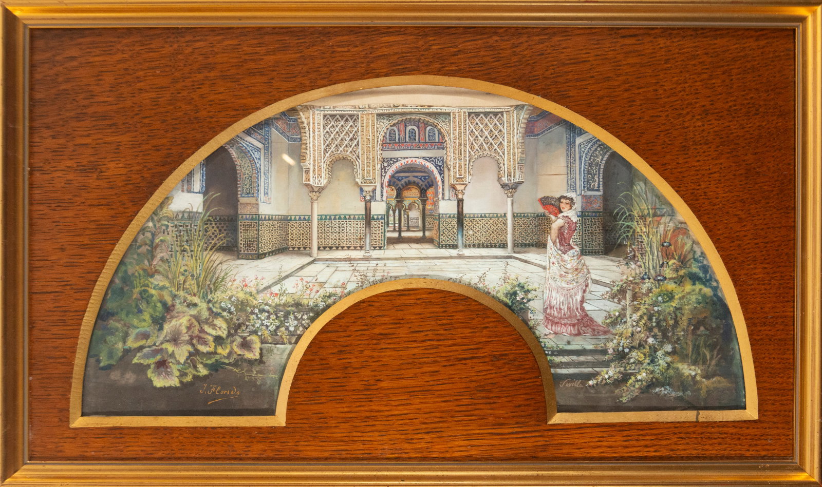 Lady in the Alhambra - Signed J. Florido, Seville, Spanish school, 19th century (1 of 6)