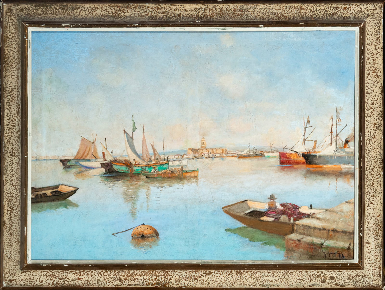 Important marine, Guillermo Gómez Gil - Spanish school 19th century: Oil on canvas, , , Measurements 93x73 cm (107x84 cm)
