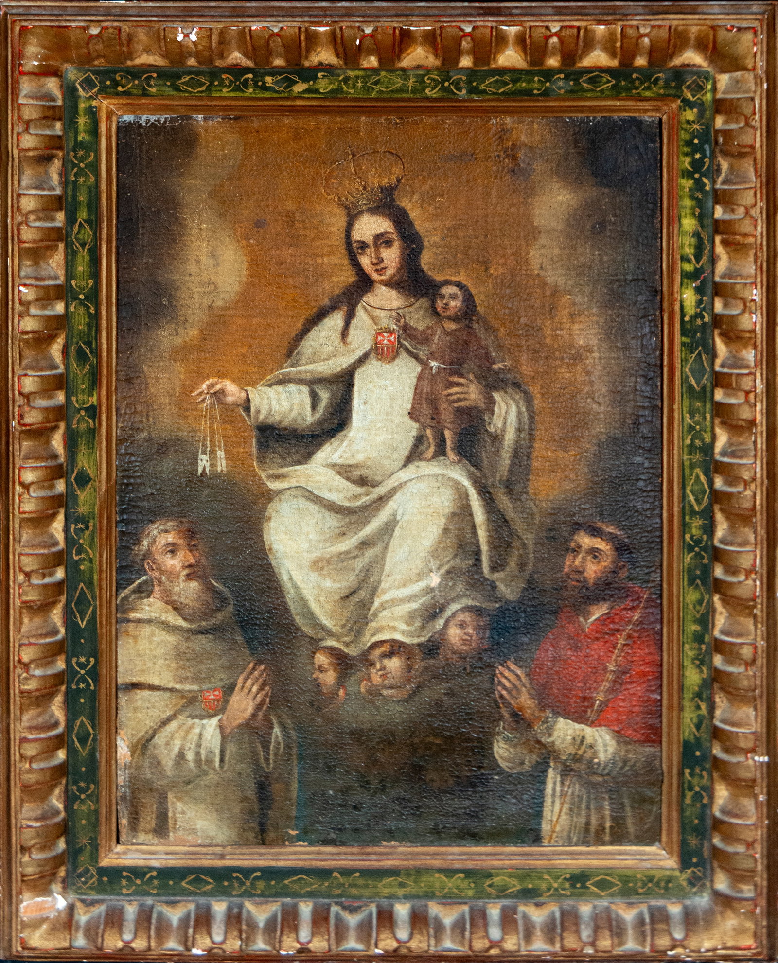 Our Lady of Mount Carmel with donors, Colonial School of New Granada, 18th Century (1 of 6)