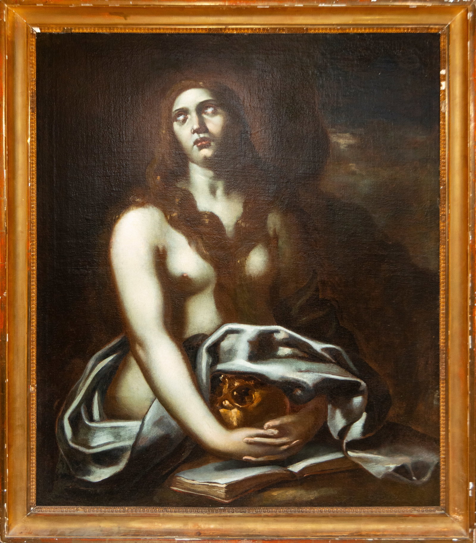 Mary Magdalene as a Penitent, Italian Baroque School, 17th Century: Oil on canvas. Measurements 120 x 79 cm.