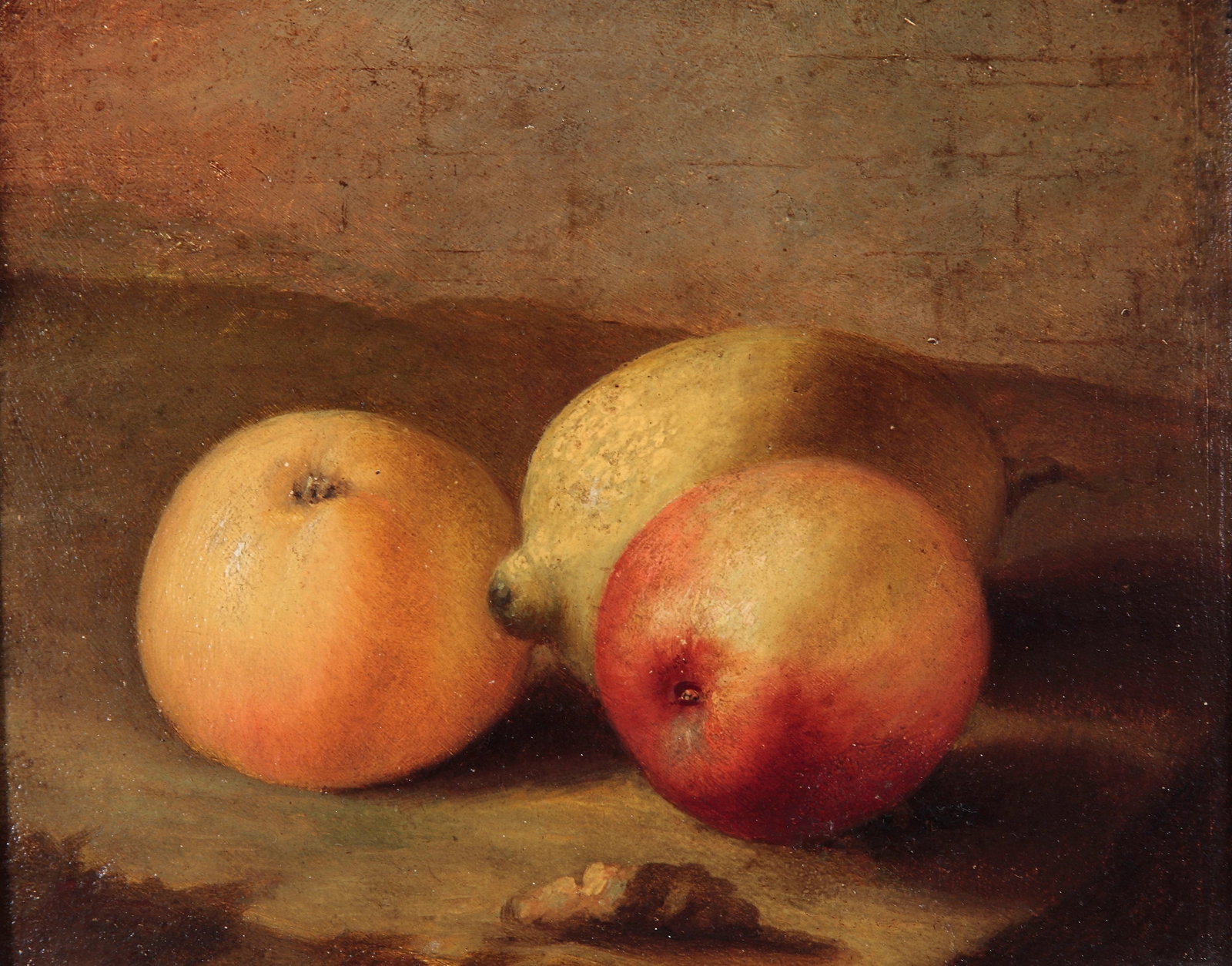PANFILO NUVOLONE (Cremona, 1581 – Milan, 1651) - Still Life with Lemon and Apples: Oil on slate. Dimensions: 17 x 19.5 cm. Dimensions with frame: 31.5 x 37.5 cm. We are grateful to Professors Sandro Bellesi and Giancarlo Sestieri for their assistance in cataloging this work, whose a