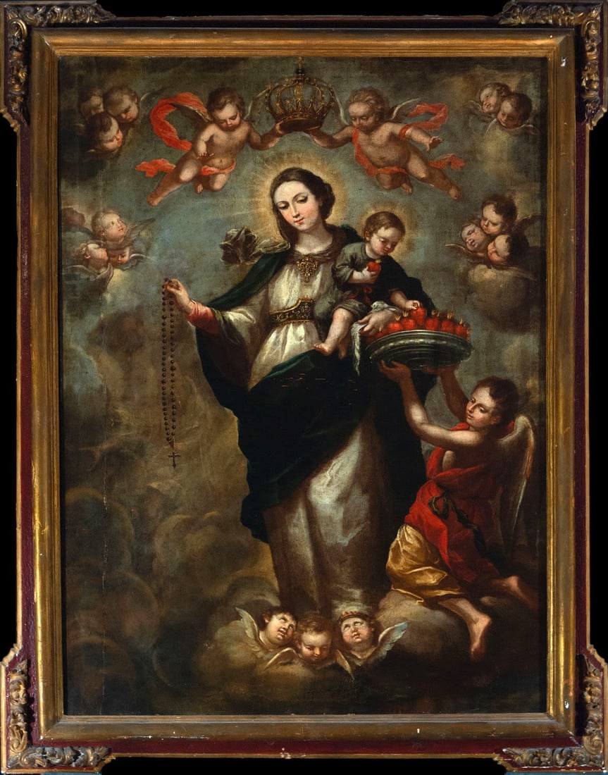Exceptional Virgin of the Rosary, in the style of Juan de Espinal, Seville school of the 18th (1 of 11)