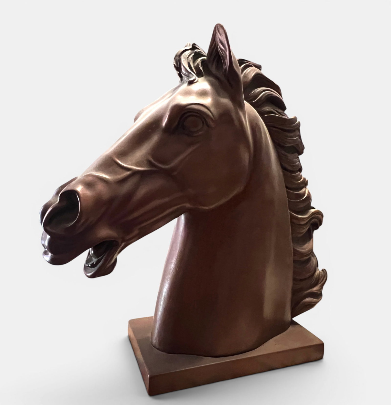 Horse Bust in Wood with Bronze Paint Coating, 20th Century (1 of 5)